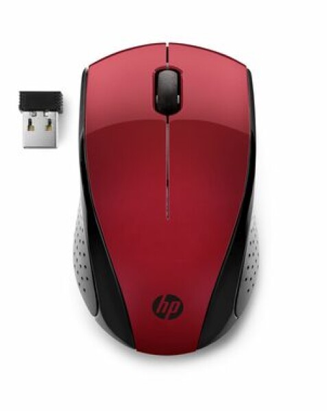 HP 220 červená / bezdrátová myš / optická / 1600 dpi / USB (7KX10AA#ABB)
