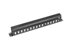 OEM Vyvazovací panel 19" 1U černý / Vyvazovací panel / kov / průchozí / hloubka 65 mm (9659)