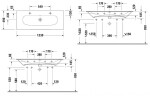 DURAVIT - Viu Dvojumyvadlo 123x49 cm, s přepadem, 2 otvory pro baterii, WonderGliss, bílá 23441200241