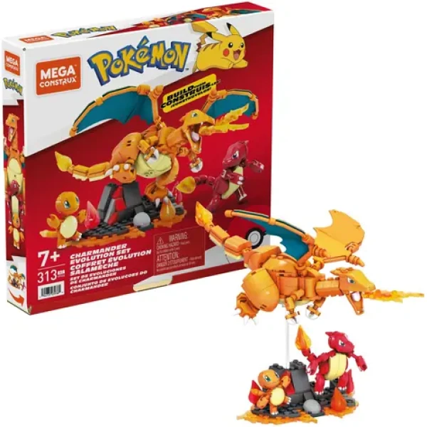 Mattel mega pokémon evoluční set - charmander