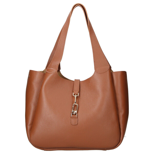 Nadčasová kožená kabelka na rameno Fantasia, koňaková