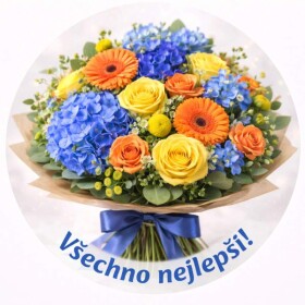 Obrázek Jedlý papír na dort Kytice modrá Všechno nejlepší