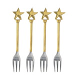 Bloomingville Dezertní vidličky Stars Georgette – set 4 ks, zlatá barva, kov