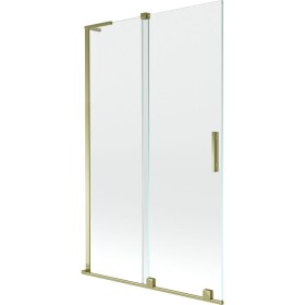 MEXEN/S - Velar L dvoukřídlá posuvná vanová zástěna 110 x 150, transparent, zlatá 896-110-003-01-50