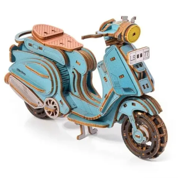 Little Story 3D dřevěná skládačka Sting Scooter modrý