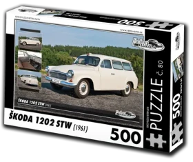 RETRO-AUTA Puzzle č. 80 Škoda 1202 STW sanitní vůz (1961)