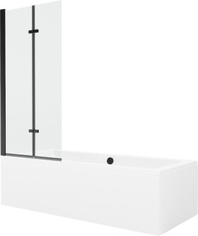 MEXEN/S - Cube obdélníková vana 170 x 80 cm s panelem + vanová zástěna 80 cm, transparent, černá 550517080X9208027000