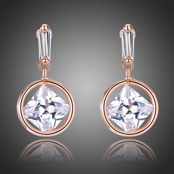 Náušnice Swarovski Elements Ava Gold, Bílá/čirá