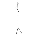 Věšák stojanový, výška 179 cm, kovová konstrukce, černý matný lak, nosnost 6 kg