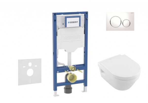 GEBERIT - Duofix Set předstěnové instalace, klozetu Architectura a sedátka softclose, tlačítko Sigma20, bílá/chrom SANI11CK3103