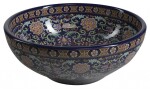 SAPHO - PRIORI keramické umyvadlo na desku, Ø 41 cm, fialová s ornamenty PI022