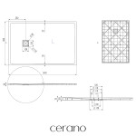 CERANO - Sprchová vanička obdélníková Pablo - SMC/minerální kompozit - strukturovaná černá matná - 140x90x3 CER-481156