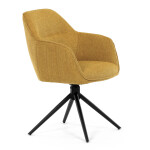 Židle jídelní a konferenční, žlutá látka, černé kovové nohy, otočný mechanismus