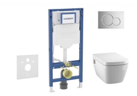 GEBERIT - Duofix Set předstěnové instalace, klozetu TECEone a sedátka softclose, tlačítko Sigma01, lesklý chrom SANI11CT1101