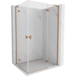 MEXEN/S - Mist-H L Duo sprchový kout dveře křídlové 75 x 100, transparent, měď kartáčovaná 8A5L-075L-100P-65-00