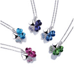Náhrdelník Swarovski Elements Čtyřlístek - zlato tmavě fialový, Fialová 40 cm + 5 cm (prodloužení)