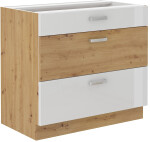 Spodní skříňka Artisan 80 D 3S BB - Premium Box Barva korpusu: Dub artisan, Barva dvířek: Krémový lesk