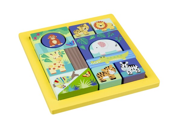 Orange Tree Toys Dřevěné puzzle kostky - Zvířata džungle