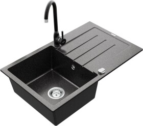 MEXEN - Bruno granitový dřez 1 s odkapávačem včetně baterie Telma, černá kropenatý 6513-76-670200-76