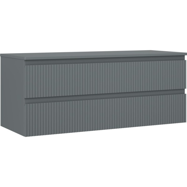 MEXEN/S - Rivel koupelnová skříňka pod umyvadlo 120 cm s deskou, 2 zásuvky, reliéf , grafit mat 91A20-12047-2-BFFC66