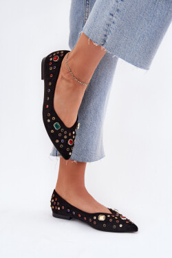 Dámské Baletky Zdobené Krystaly Černé Valena 36