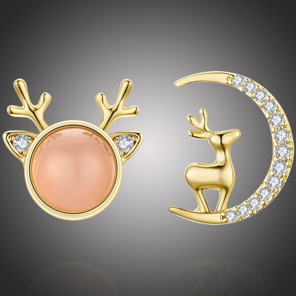 Vánoční stříbrné náušnice Rudolph - stříbro 925/1000, Opál