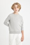 DEFACTO Boy's Crew Neck Gray School Sweatshirt