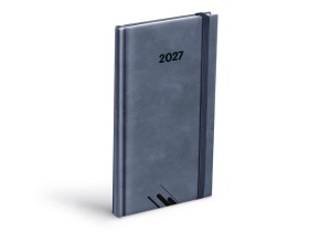 Týdenní diář 2027 MFP 90x170mm T806 PU s gumkou šedý