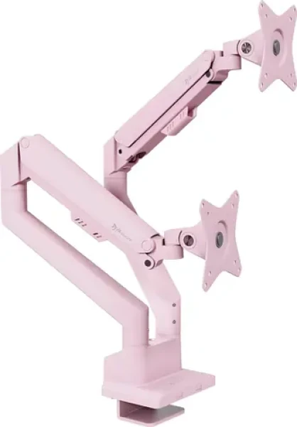 AROZZI ALZARE Neo Duo růžová / Stolní držák pro 2 monitory / 17-32" / VESA 75x75-100x100 / nosnost 2x 9 kg (AZ-ALZARE-NEO-DUO-PNK)