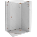 MEXEN/S - Lunar L sprchový kout pětiboký křídlový pravá 80 x 90, transparent, růžové zlato 831L-080P-090L-60-00-P