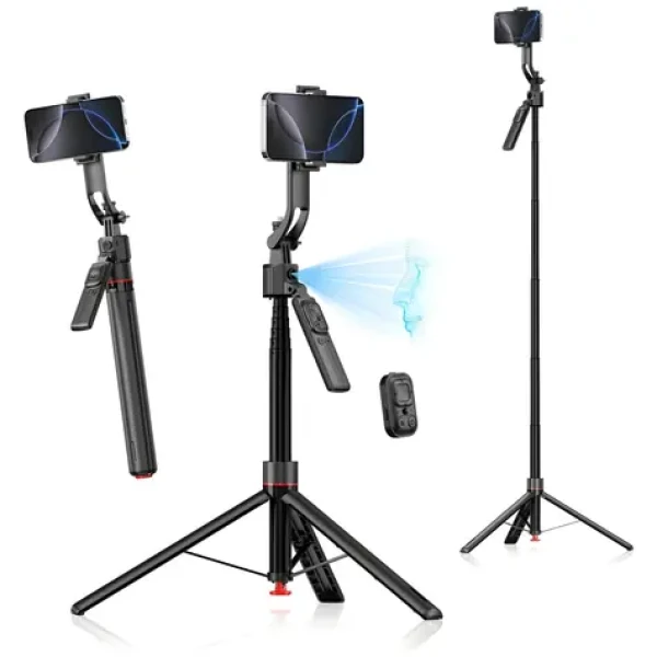 4smarts Tripod AI selfie tyč černá / Selfie tyč a stativ / AI sledování obličeje 360° / výška 176 cm (541772)