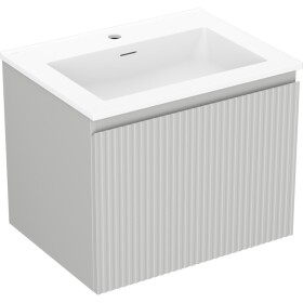 MEXEN/S - Rivel koupelnová skříňka 60 cm s umyvadlem Otis, 1 šuplík, reliéf , šedá mat/bílá mat 91A20-06047-1-BF62-W18M01