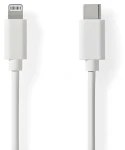 Nedis Lightning kabel 1 m bílá / Datový kabel / USB-C (M) - Lightning 8-pin (M) / USB 2.0 / 480 Mbps (CCGL39650WT10)