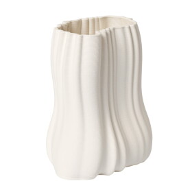 Ferm Living Kameninová váza Moire Off-white 20 cm, bílá barva, keramika