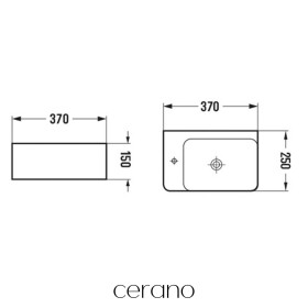 CERANO - Umývátko keramické Pulo - závěsné levé - bílá lesklá - 37x25 CER-680375