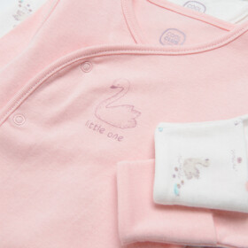 Novorozenecká košilka s labutí 2 ks- bílá, růžová - 68 MIX