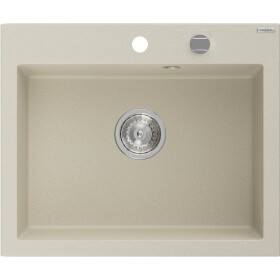 MEXEN - Elix granitový dřez 1-miska 600 x 500 mm, béžový, sifon chrom 6525601005-69