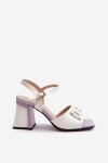 Elegantní sandály na podpatku s ozdobou bílé D&A MR38-156 38