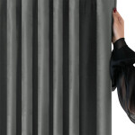 Sametový závěs FILUMI tmavě šedý 140 x 250 cm 1 ks