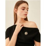 Brož s perlou a Swarovski krystaly Claudia, Bílá/čirá