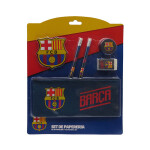 FC Barcelona - školní set s modrým penálem (tužky, guma + ořezávátko)