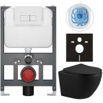CERANO - Kompletní WC set Basic/Cesso - černá matná - WC tlačítko Modulo/Bílá - závěsné - nízký modul - předstěnová instalace - 49x36 CER-8050BD86364