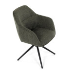 Židle jídelní a konferenční, zelená látka, černé kovové nohy, otočný mechanismus