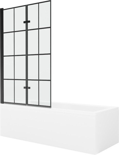 MEXEN/S - Cubik obdélníková vana 170 x 70 cm s panelem + vanová zástěna 100 cm, černá vzor 550317070X9210027077