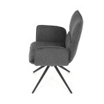 Židle jídelní, šedá látka, 360° vratný mechanismus, černý kov