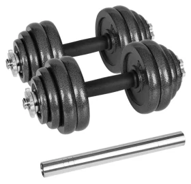 REBEL ACTIVE Nastavitelné jednoručky v kufříku černé / 30 kg / 2 činkové tyče / sada kotoučů 0,5-2,5 kg (RBA-2327-30)