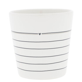 Bastion Collections Keramický latte hrnek White Stripes 300 ml, bílá barva, keramika