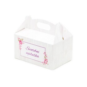 Dortisimo Svatební krabička na výslužku vzor dřevo s květinami a nápisem (13 x 9 x 7 cm)