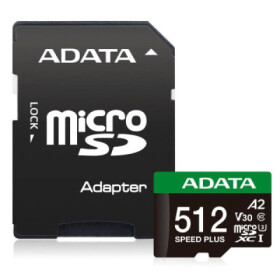 ADATA MicroSDXC karta 512GB Speed Plus, U3, C10, A2, V30 (R:180/W:160 MB/s) + SD adaptér EDF_748737