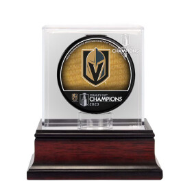 Fanatics Akrylátová vytrínka na puk Vegas Golden Knights 2023 Stanley Cup Champions Authentic Mahogany Hockey Puck Logo Display Case